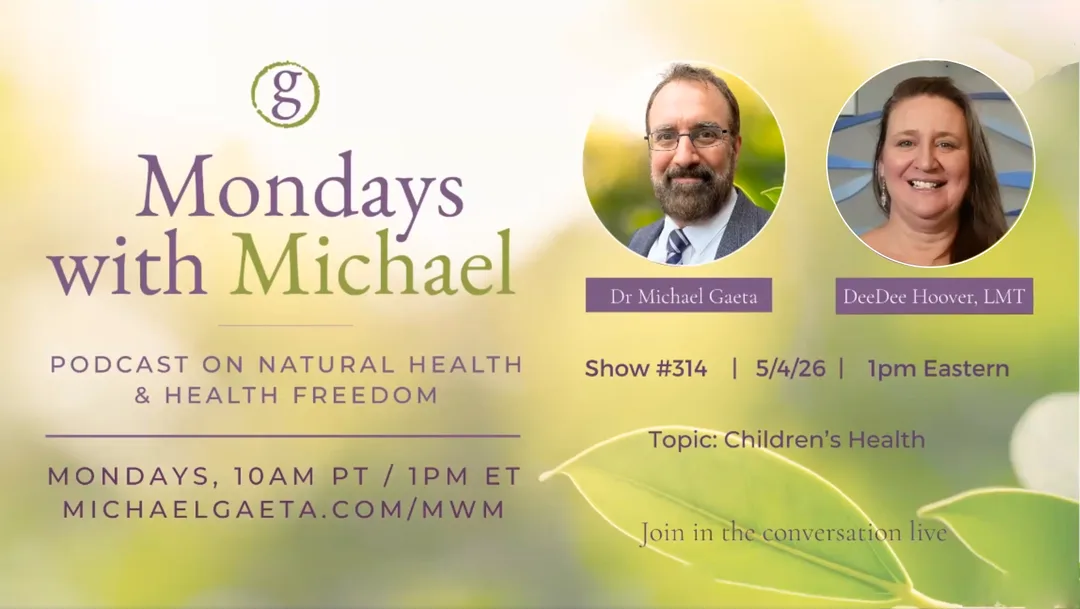 Podcast promotional graphic for Mondays with Michael Show 314 featuring DeeDee Hoover, LMT and Dr. Michael Gaeta